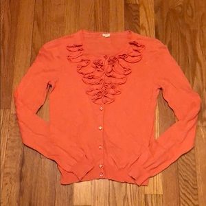 J. Crew coral detail full button up cardigan